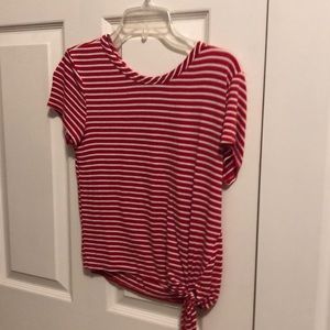 red with white stripe flowy shirt